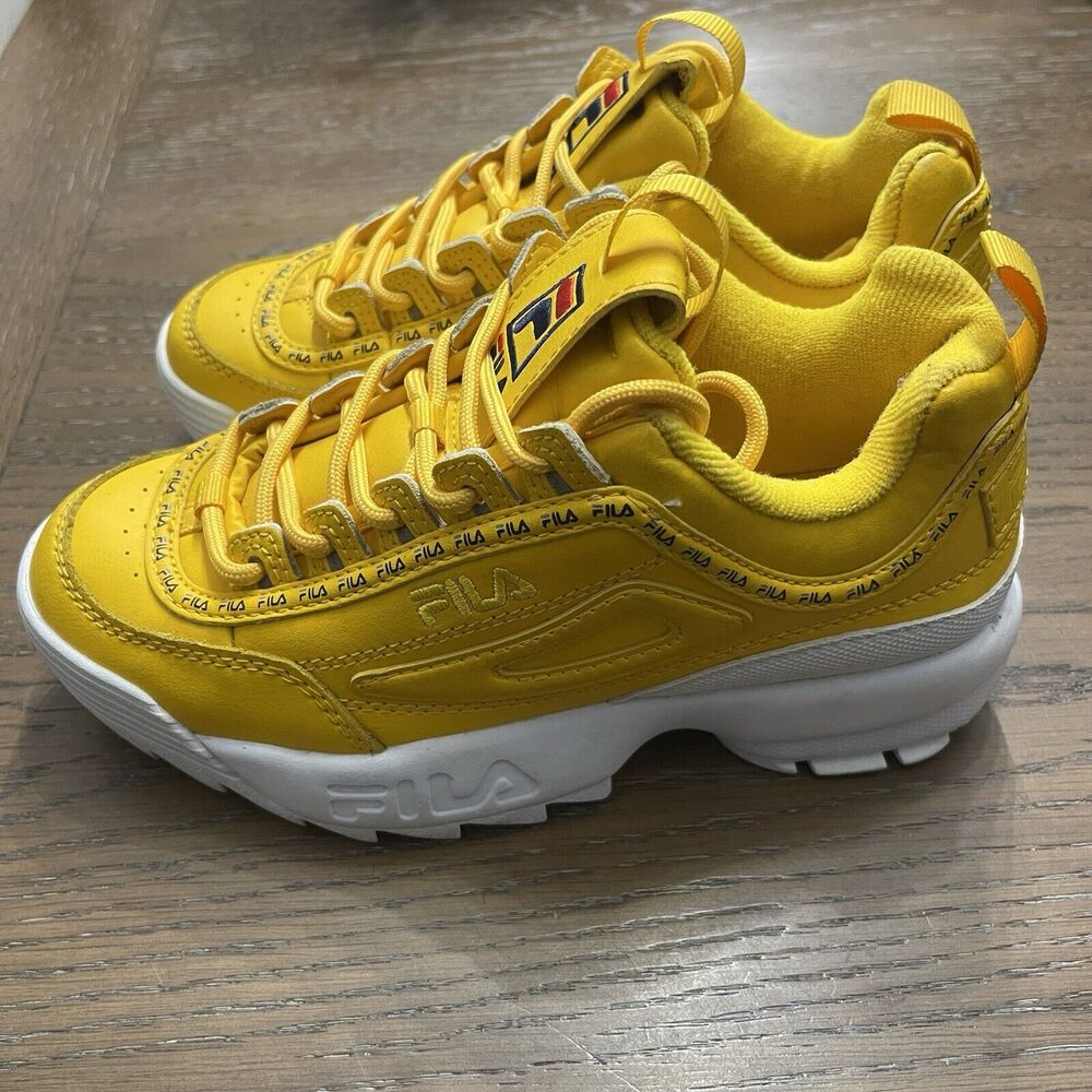 FILA Disruptor II Premium Yellow White Chunky Platform Sneakers US 5
